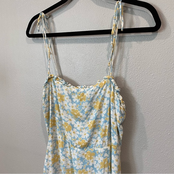 Cotton Candy LA Floral Summer Midi Dress Split Leg Blue Yellow Small - Picture 2 of 10